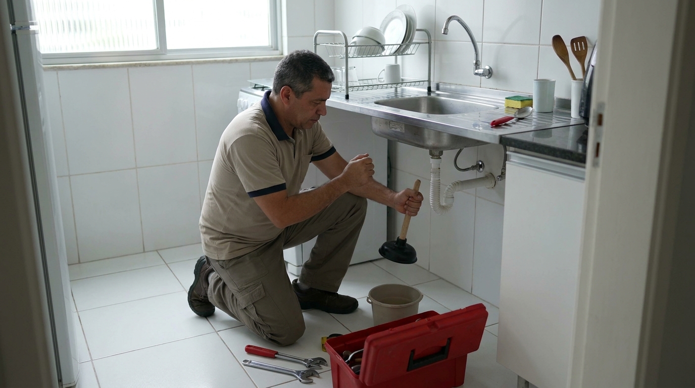 Desentupimento de pia residencial em Porto Seguro‑BA