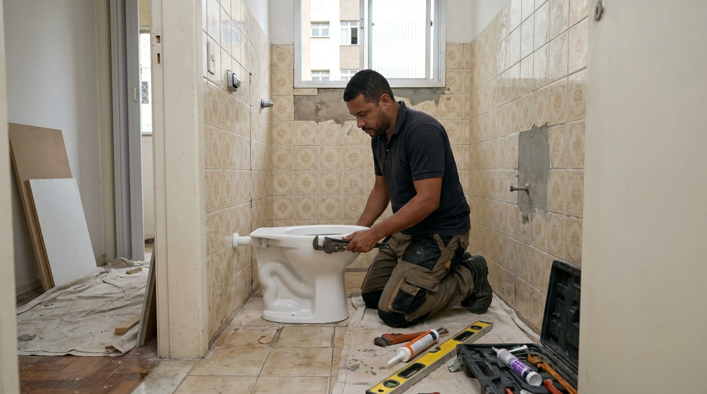 Instalação de vaso sanitário profissional em Porto Seguro‑BA